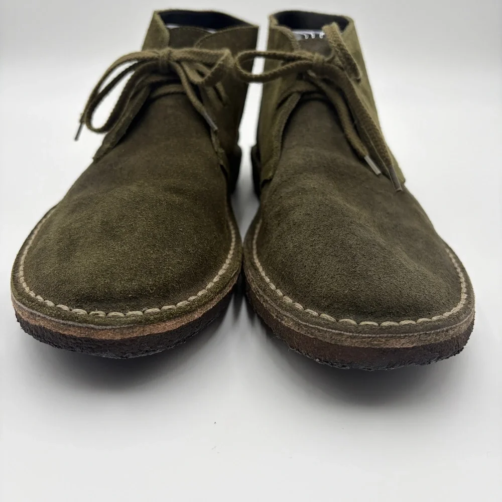 JCrew MacAlister Suede Desert Boots Olive Green Mens 8.5 FA21 Crepe Sole Chukka